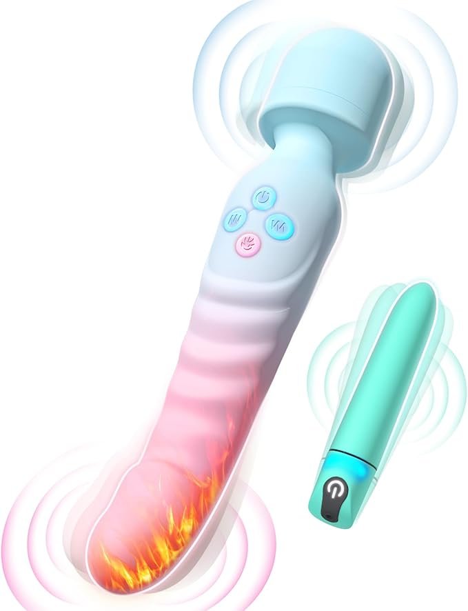 G Spot Vibrator Wand & Bullet Vibrator Set - Vibrators Sex Toys for Women, Clitoral Stimulator Dildo with 7 Vibrating Modes, Waterproof Heating Wand Massager, Adult Sex Toy for Female and Couples